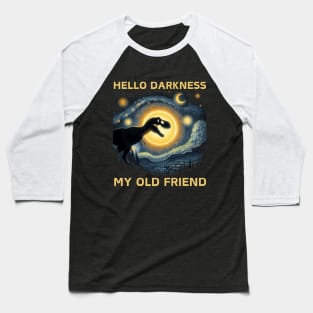 Hello Darkness My Old Friend Funny T-rex Dinosaur Solar Eclipse Baseball T-Shirt